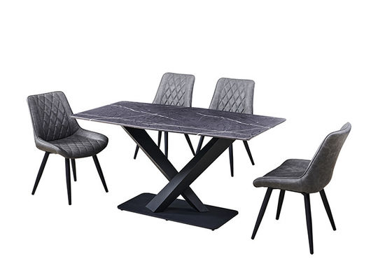 Szary 150x80x77cm 6-osobowy stół z marmurowym blatem