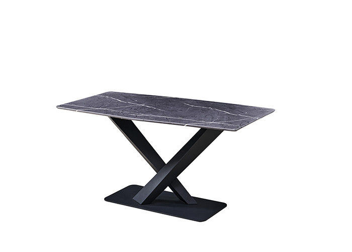 Szary 150x80x77cm 6-osobowy stół z marmurowym blatem