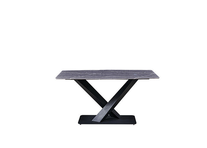 Szary 150x80x77cm 6-osobowy stół z marmurowym blatem