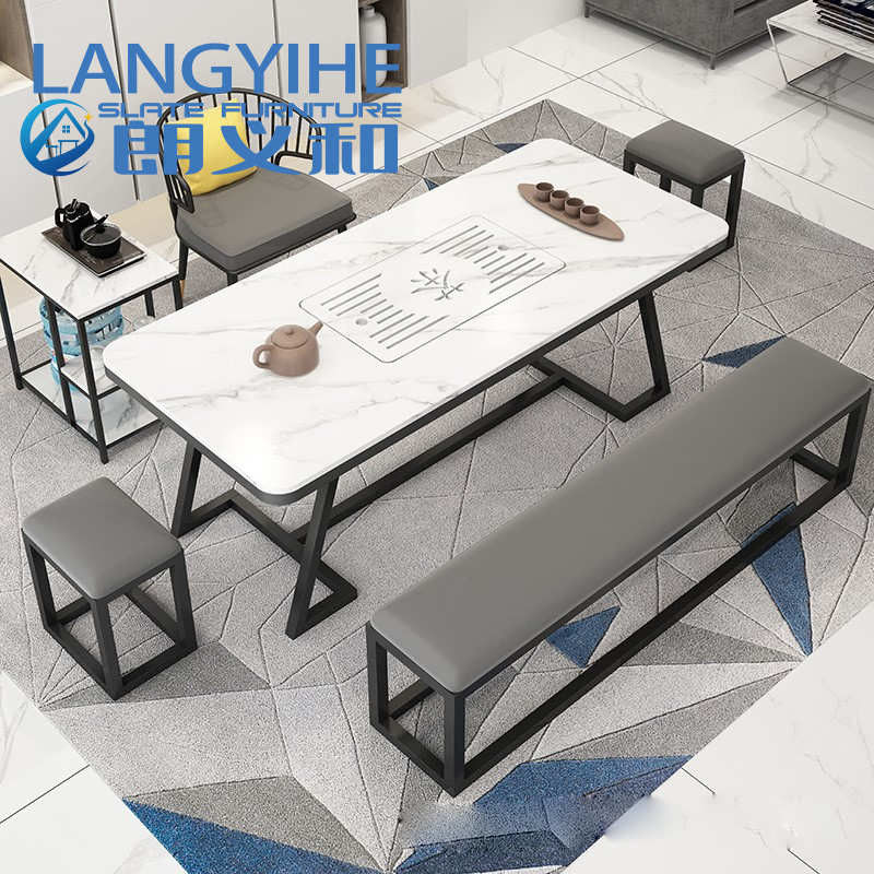 140cm Łupkowy stół do jadalni Nowoczesny włoski Minimalistyczny luksusowy metal